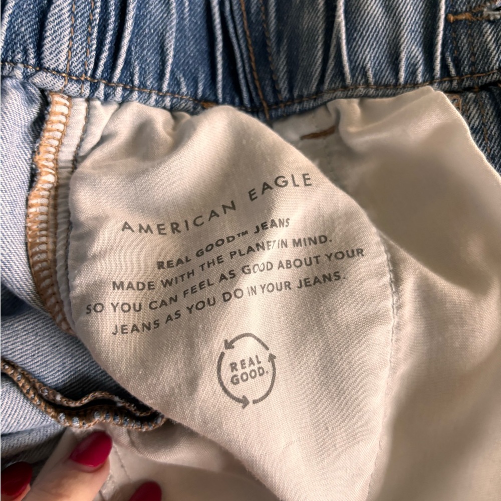 COPY - American Eagle paper bag waist jeans size 2 light wash EUC - Picture 6 of 8